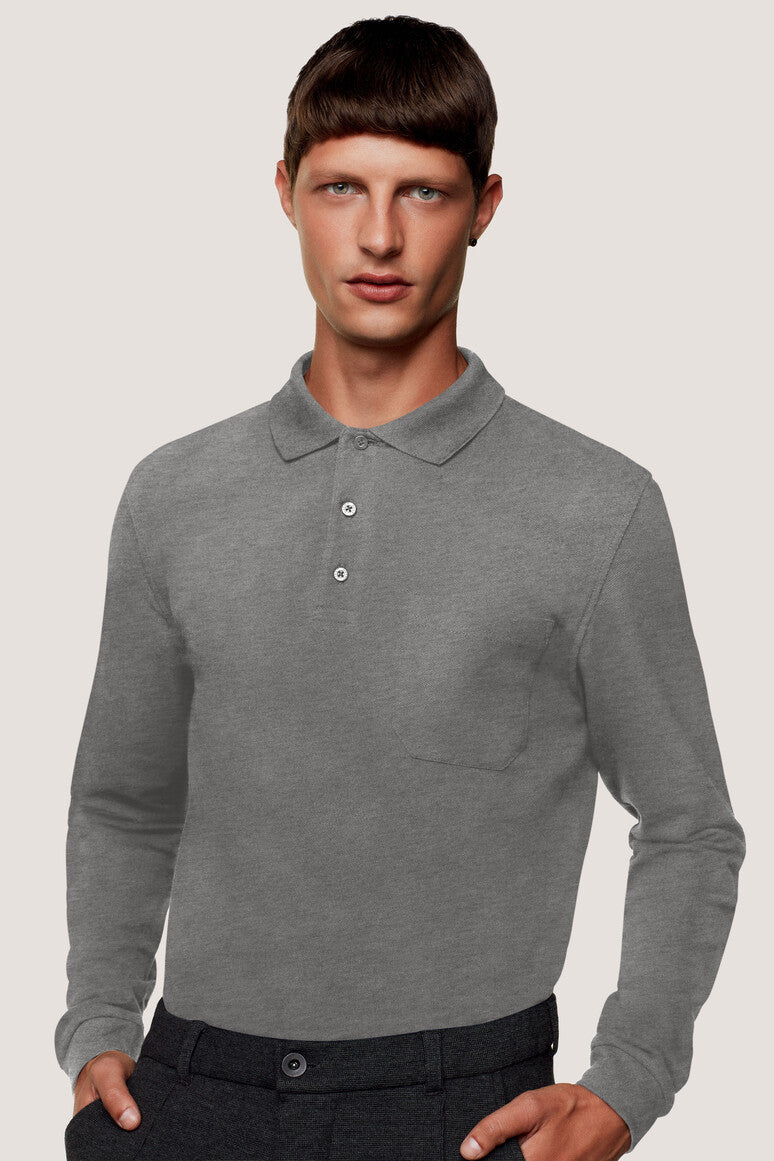 HAKRO Longsleeve-Pocket-Poloshirt Top